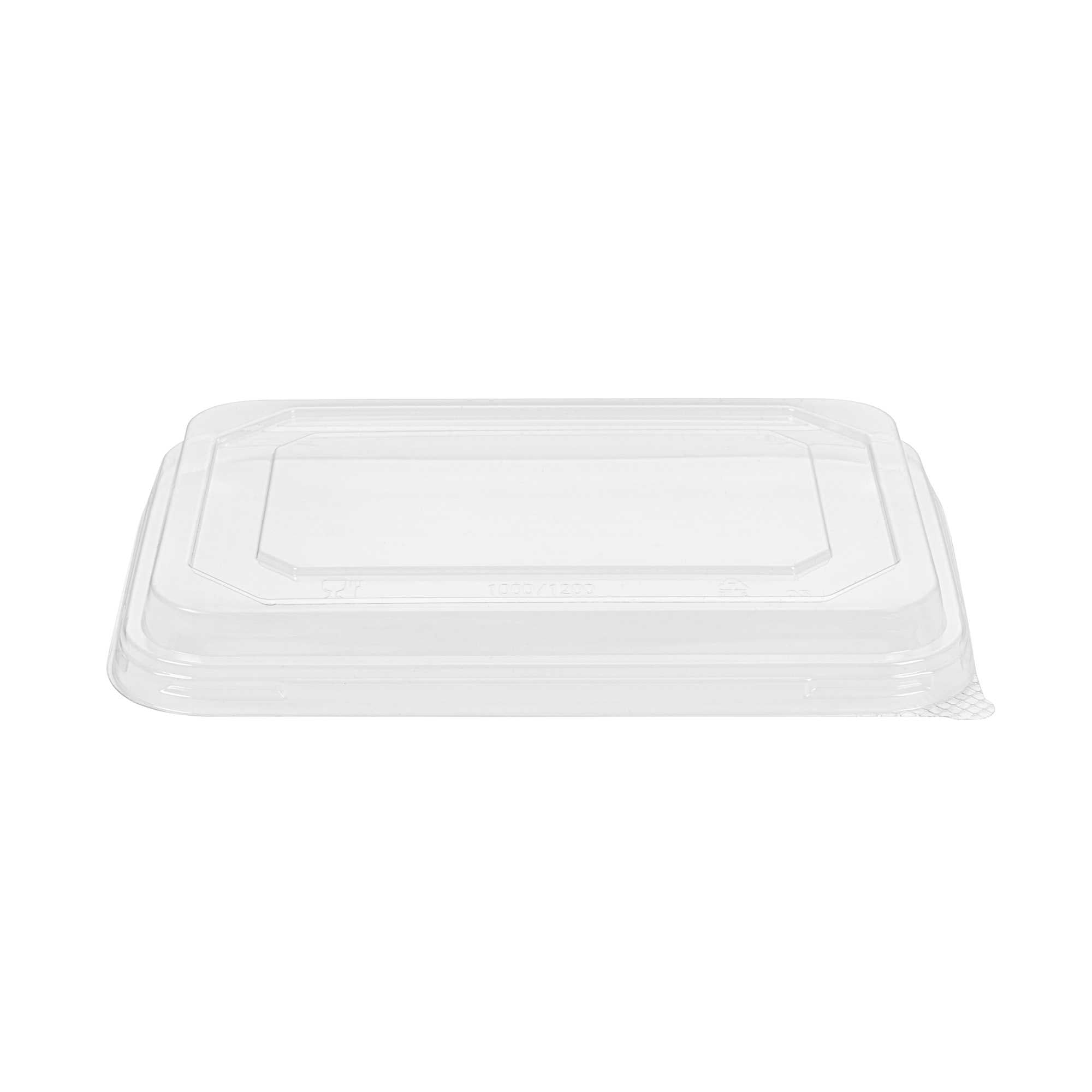 Sustain Octagonal Clear PLA Plastic Dome Lid - Fits 41 oz Container - 9" x 6 1/4" x 1 1/4" - 100 count box