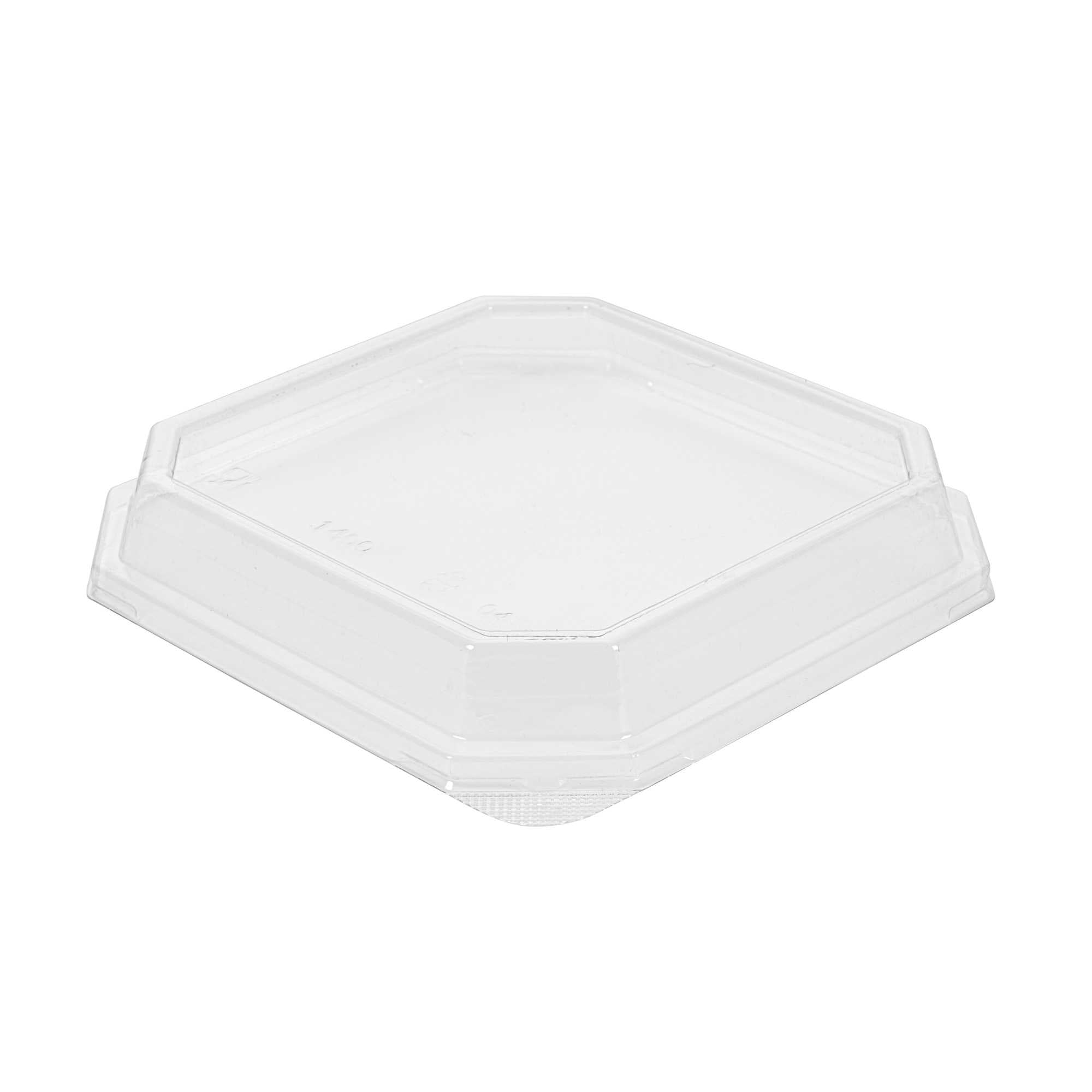 Sustain Octagonal Clear PLA Plastic Dome Lid - Fits 41 oz Container - 7 3/4" x 7 3/4" x 1 1/4" - 25 count box