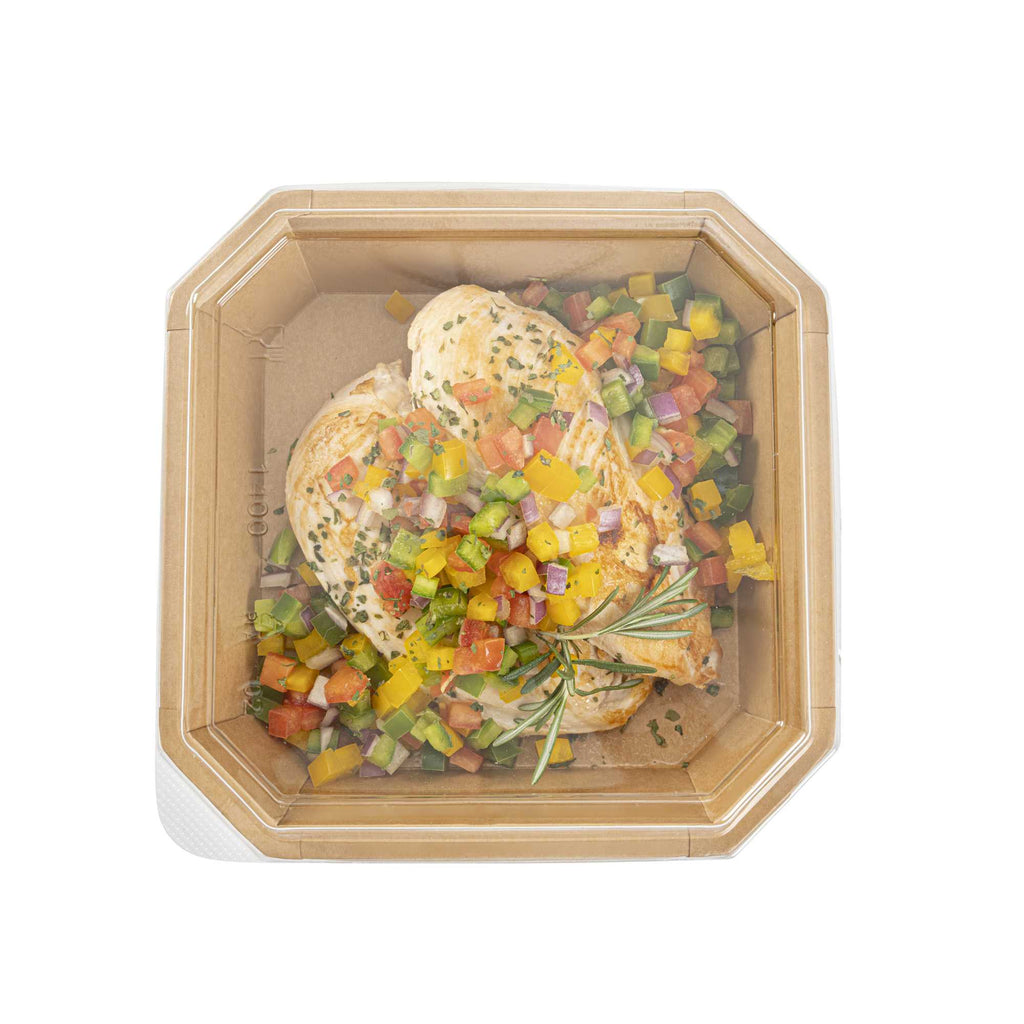 Sustain Octagonal Clear PLA Plastic Dome Lid - Fits 41 oz Container - 7 3/4" x 7 3/4" x 1 1/4" - 25 count box