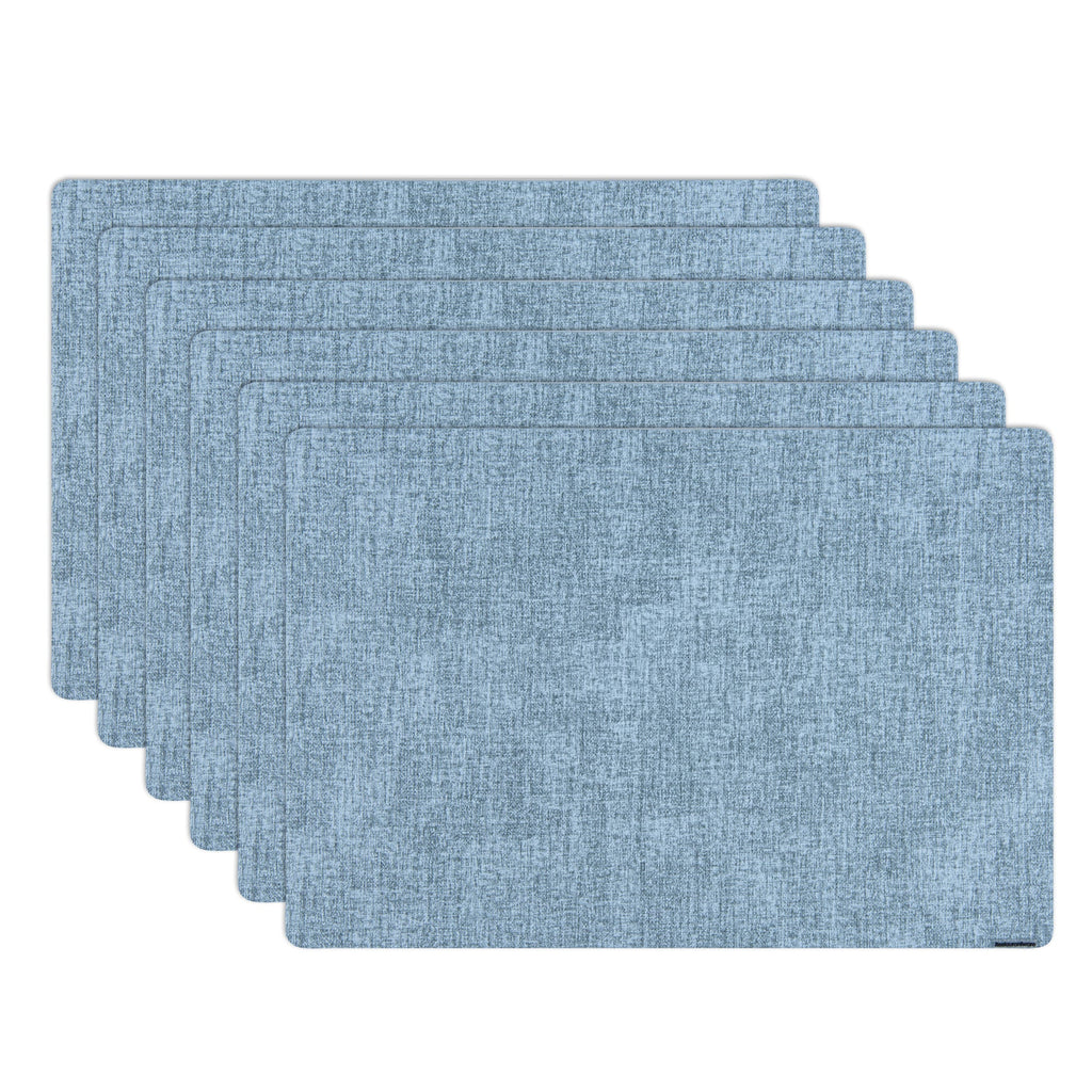 Denim Mesh Rectangle Blue Vinyl Linen-Feel Placemat - 17 3/4" x 11 3/4" - 6 count box