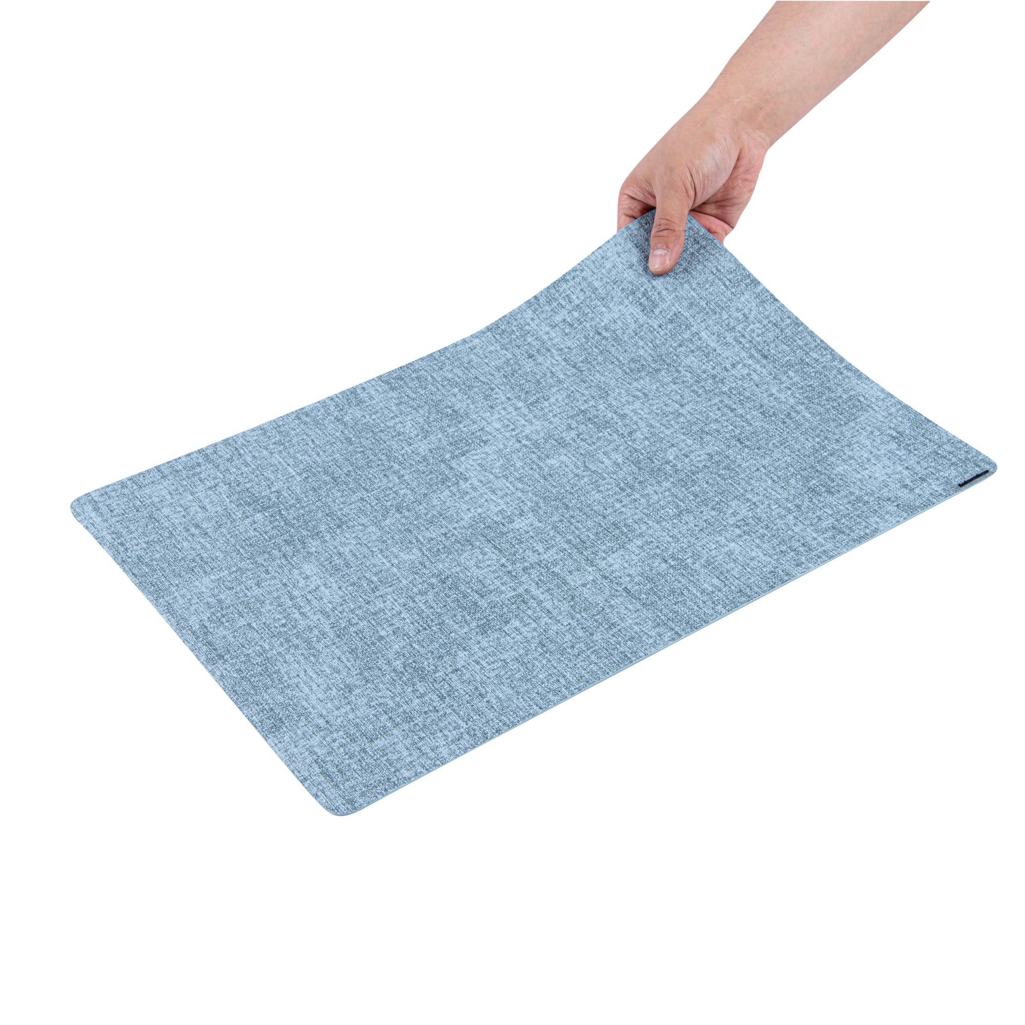Denim Mesh Rectangle Blue Vinyl Linen-Feel Placemat - 17 3/4" x 11 3/4" - 6 count box