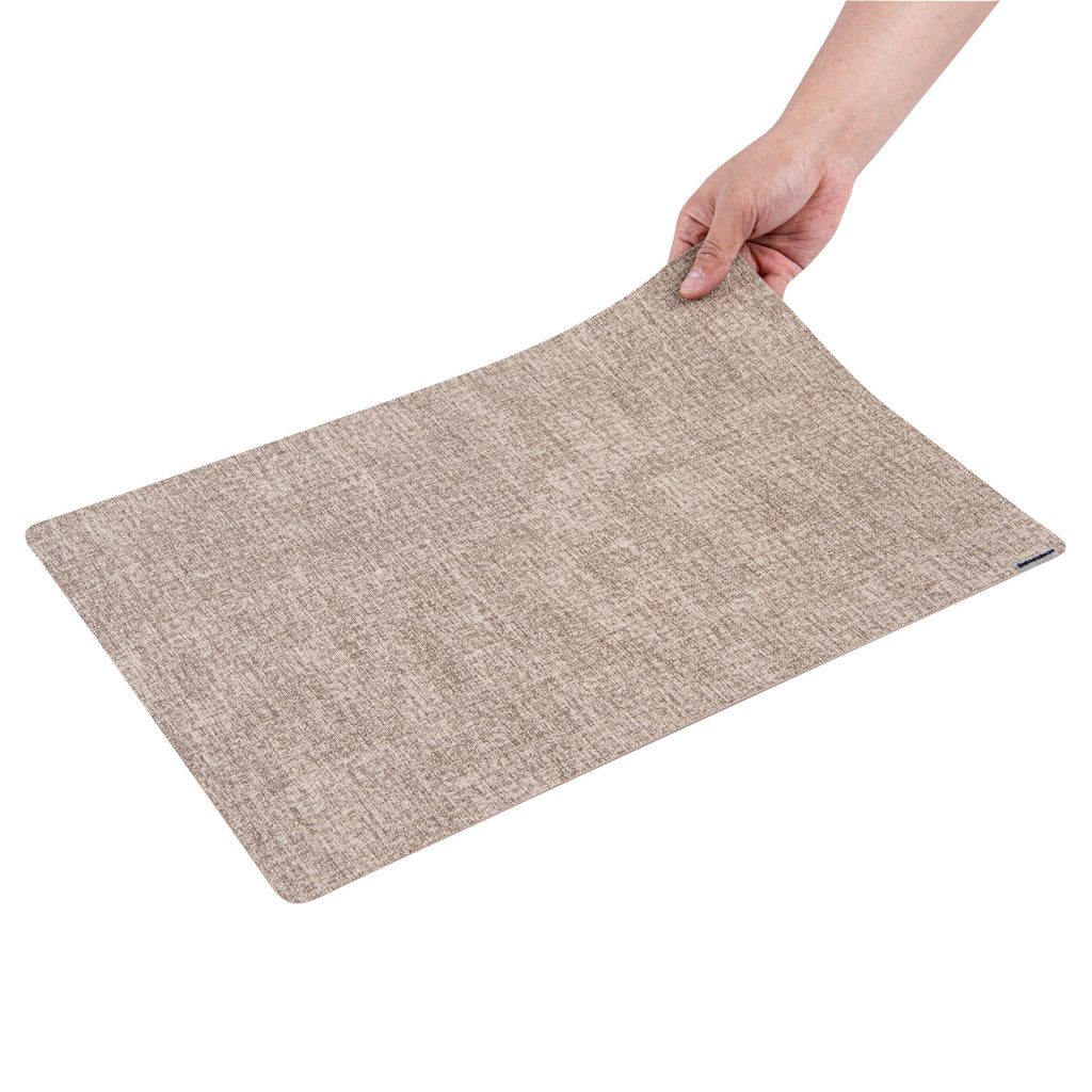 Denim Mesh Rectangle Beige Vinyl Linen-Feel Placemat - 17 3/4" x 11 3/4" - 6 count box