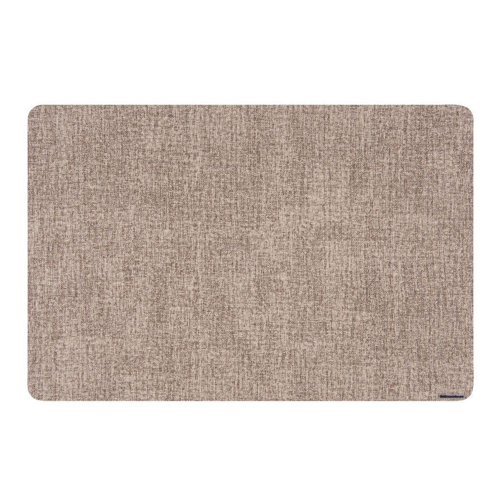 Denim Mesh Rectangle Beige Vinyl Linen-Feel Placemat - 17 3/4" x 11 3/4" - 6 count box