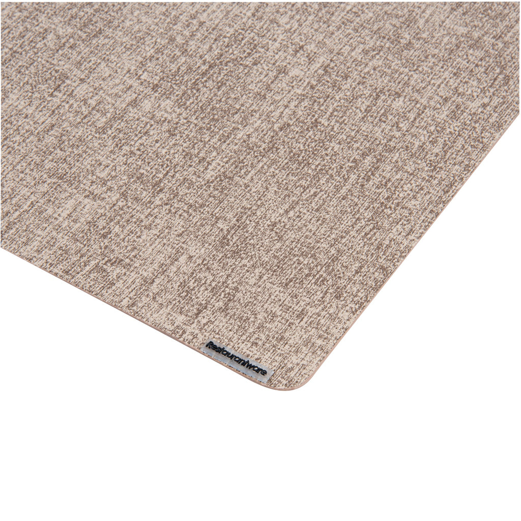 Denim Mesh Rectangle Beige Vinyl Linen-Feel Placemat - 17 3/4" x 11 3/4" - 6 count box