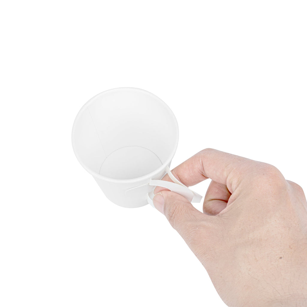 Restpresso 7 oz White Paper Coffee Cup - with Handle, Single Wall - 2 3/4" x 2 3/4" x 3" - 100 count box
