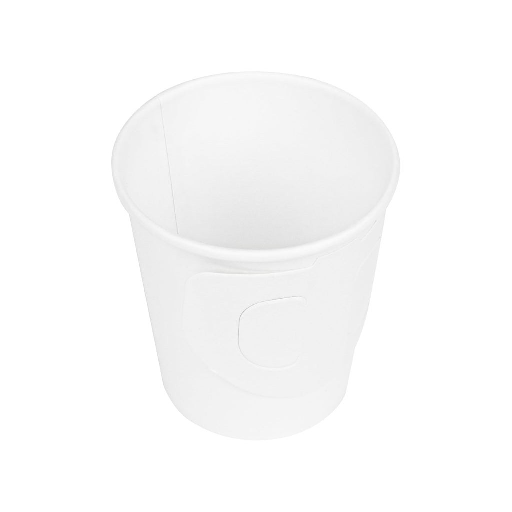 Restpresso 7 oz White Paper Coffee Cup - with Handle, Single Wall - 2 3/4" x 2 3/4" x 3" - 100 count box