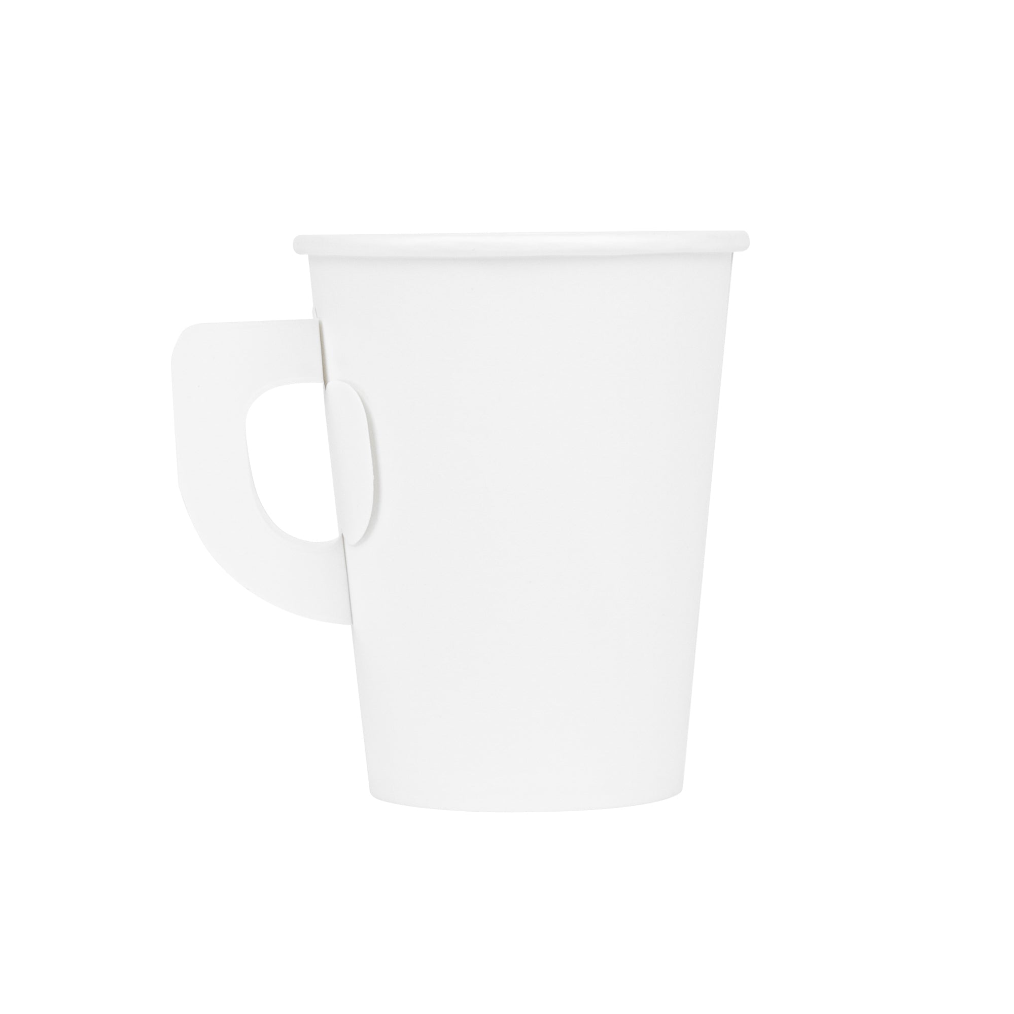Restpresso 9 oz White Paper Coffee Cup - with Handle, Single Wall - 3" x 3" x 3 1/2" - 100 count box