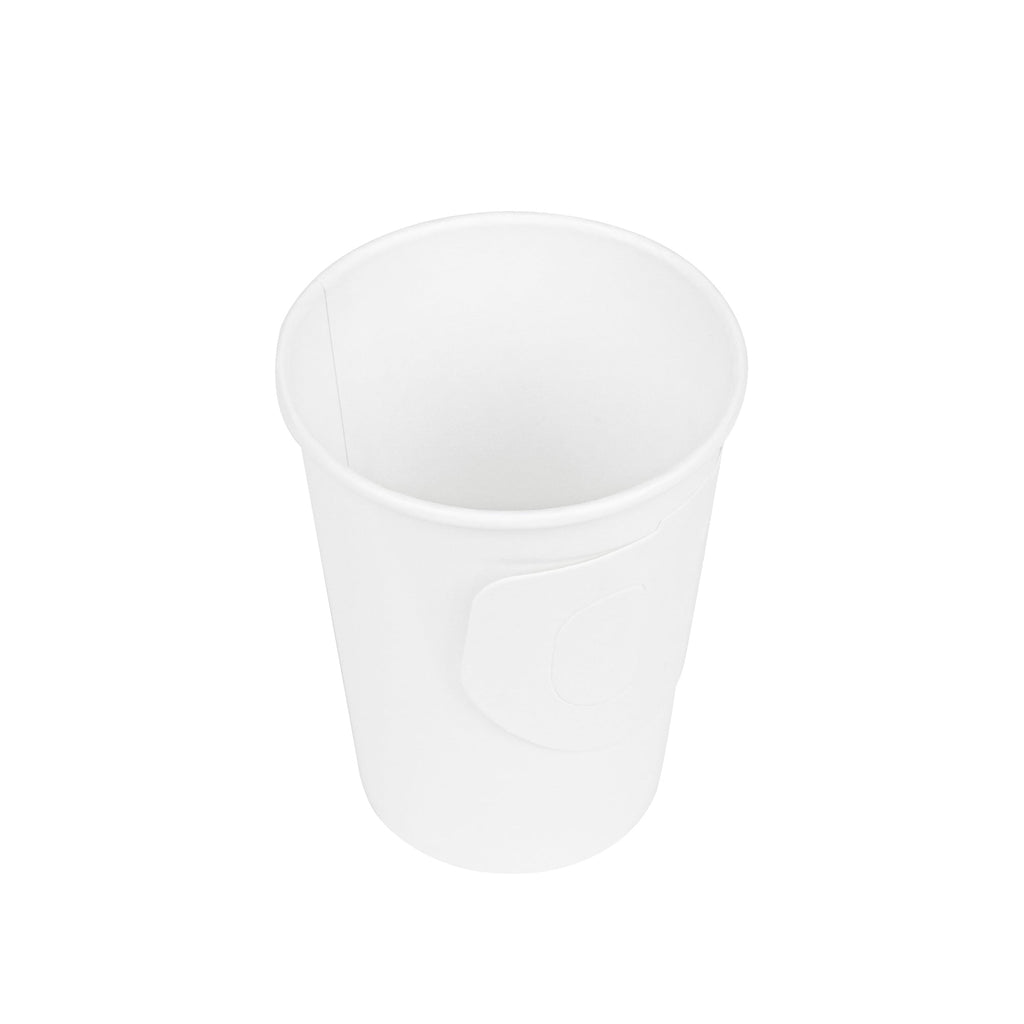 Restpresso 9 oz White Paper Coffee Cup - with Handle, Single Wall - 3" x 3" x 3 1/2" - 100 count box