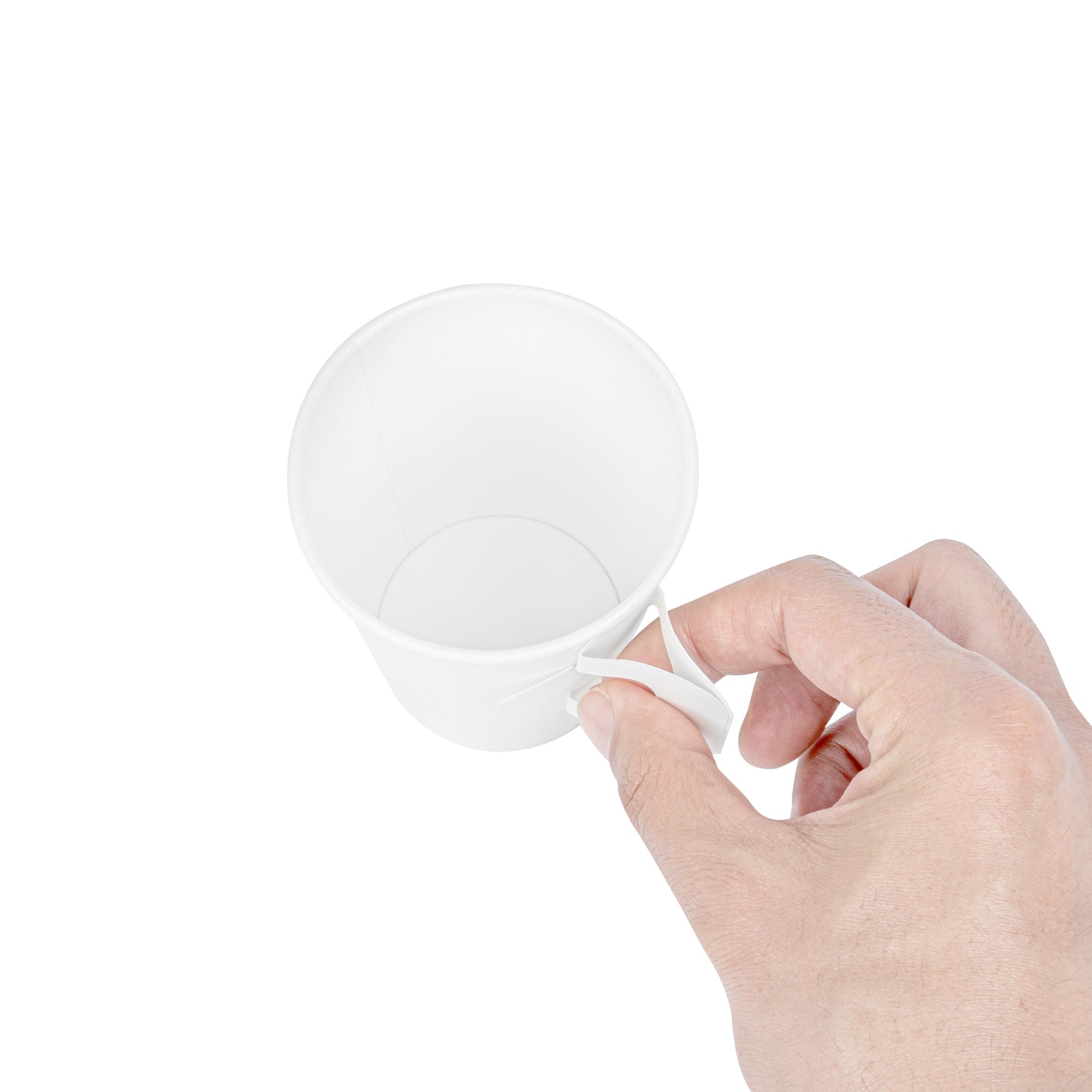Restpresso 9 oz White Paper Coffee Cup - with Handle, Single Wall - 3" x 3" x 3 1/2" - 1000 count box