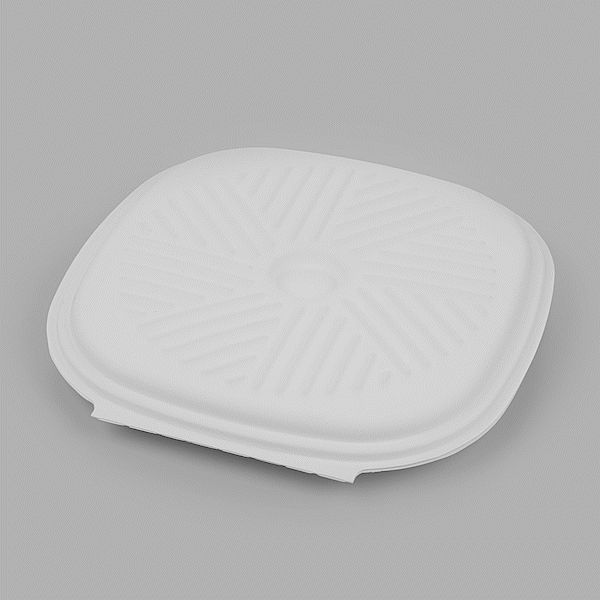 Pulp Safe No PFAS Added White Sugarcane / Bagasse Pizza Box - 13 3/4" x 13 3/4" x 1" - 25 count box