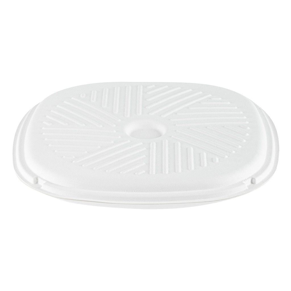 Pulp Safe No PFAS Added White Sugarcane / Bagasse Pizza Box - 13 3/4" x 13 3/4" x 1" - 50 count box