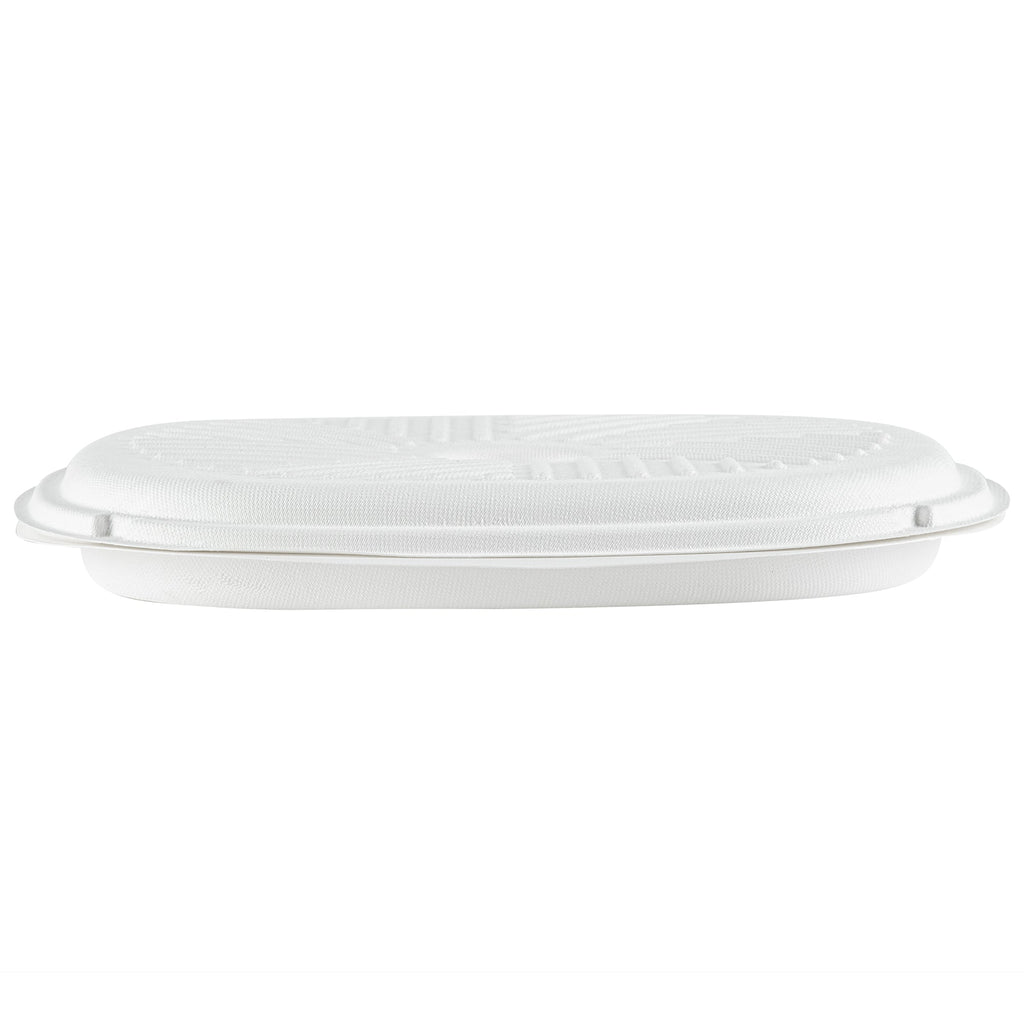 Pulp Safe No PFAS Added White Sugarcane / Bagasse Pizza Box - 13 3/4" x 13 3/4" x 1" - 50 count box