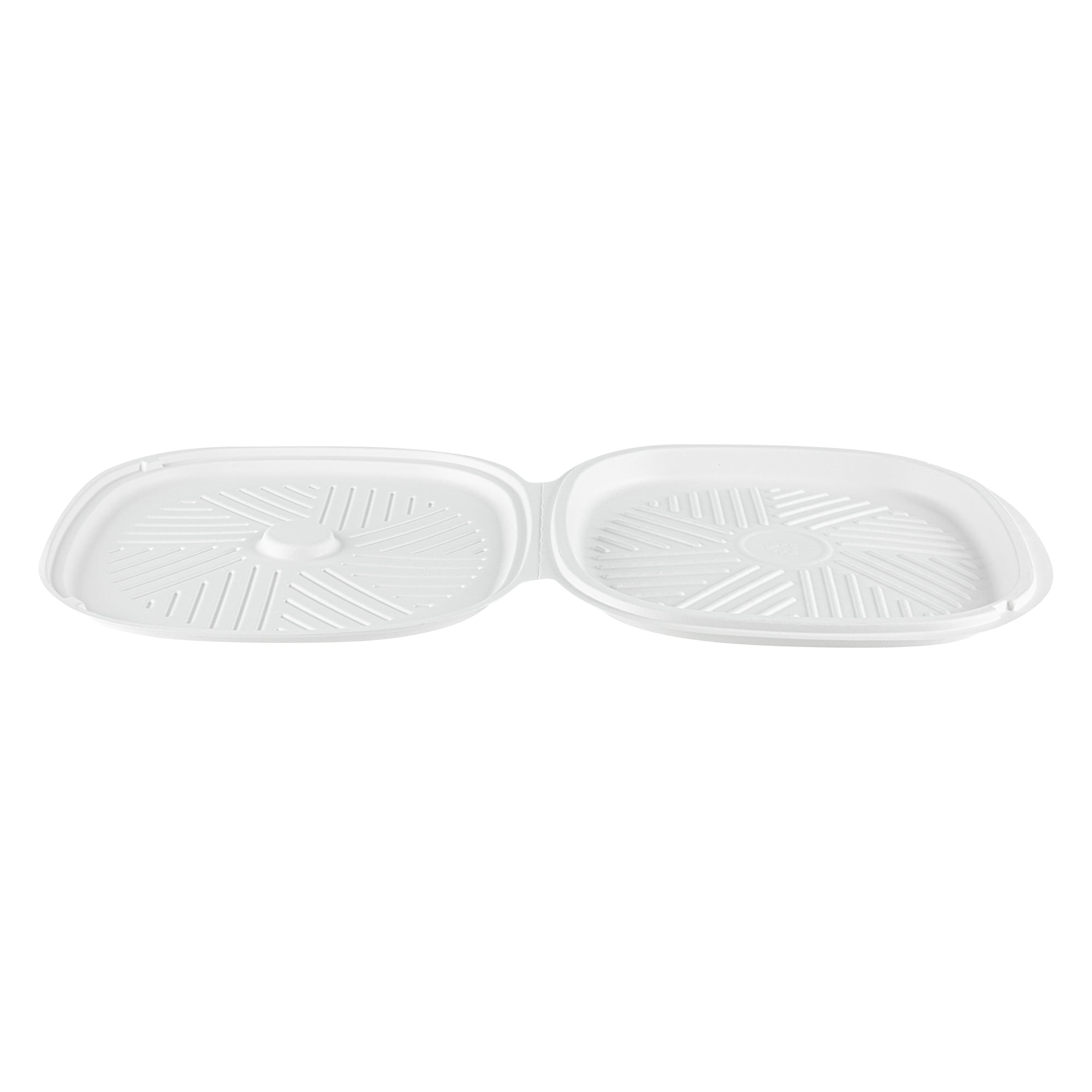 Pulp Safe No PFAS Added White Sugarcane / Bagasse Pizza Box - 13 3/4" x 13 3/4" x 1" - 50 count box