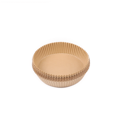 Pastry Tek Round Unbleached Air Fryer Liner / Parchment Paper - Silicone Coated - 6 1/4" x 6 1/4" x 1 3/4" - 100 count box