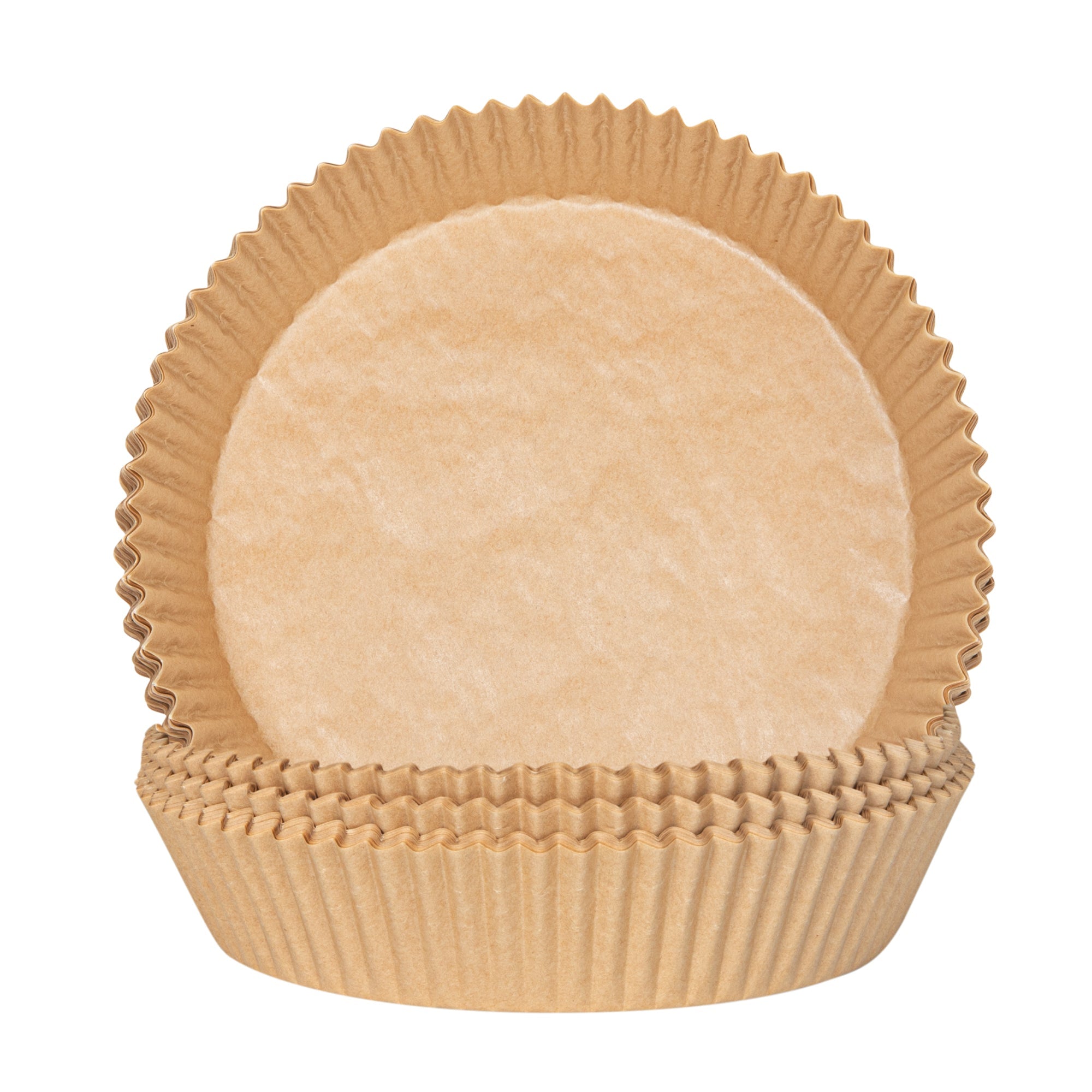 Pastry Tek Round Unbleached Air Fryer Liner / Parchment Paper - Silicone Coated - 6 1/4" x 6 1/4" x 1 3/4" - 100 count box