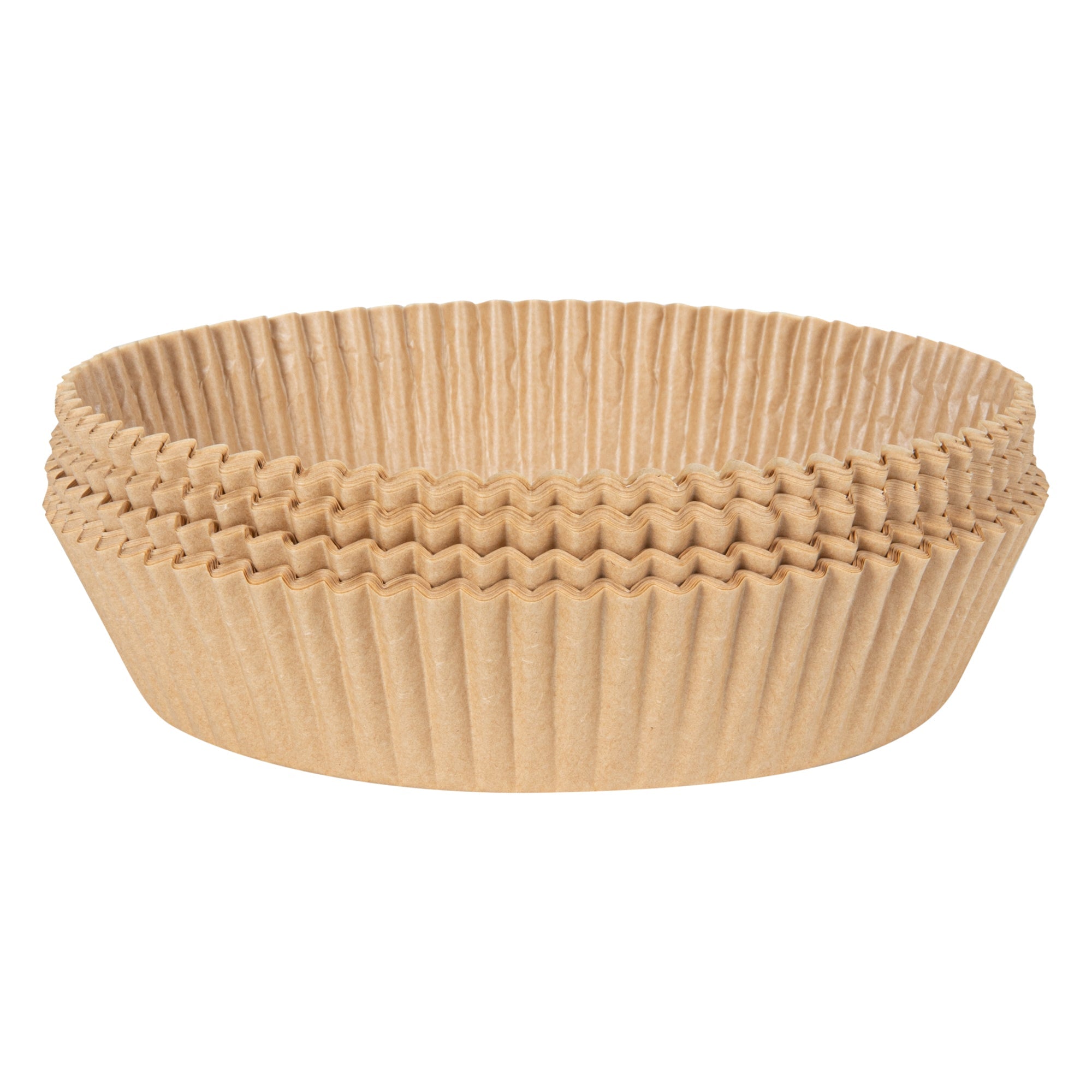 Pastry Tek Round Unbleached Air Fryer Liner / Parchment Paper - Silicone Coated - 6 1/4" x 6 1/4" x 1 3/4" - 100 count box