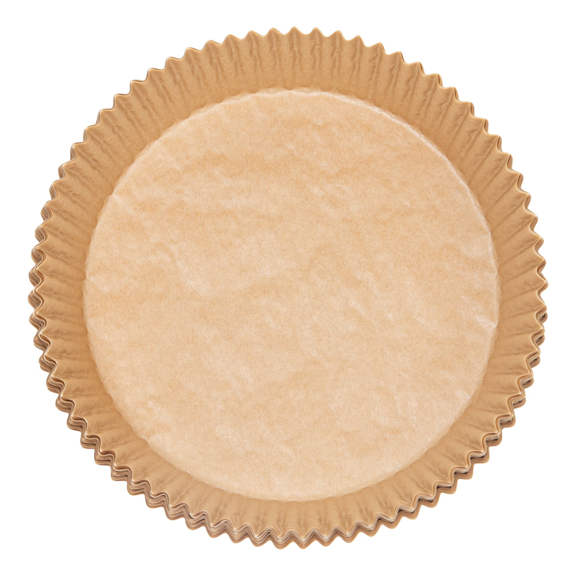 Pastry Tek Round Unbleached Air Fryer Liner / Parchment Paper - Silicone Coated - 6 1/4" x 6 1/4" x 1 3/4" - 100 count box