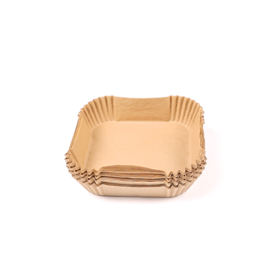 Pastry Tek Square Unbleached Air Fryer Liner / Parchment Paper - Silicone Coated - 6 1/4" x 6 1/4" x 1 3/4" - 100 count box
