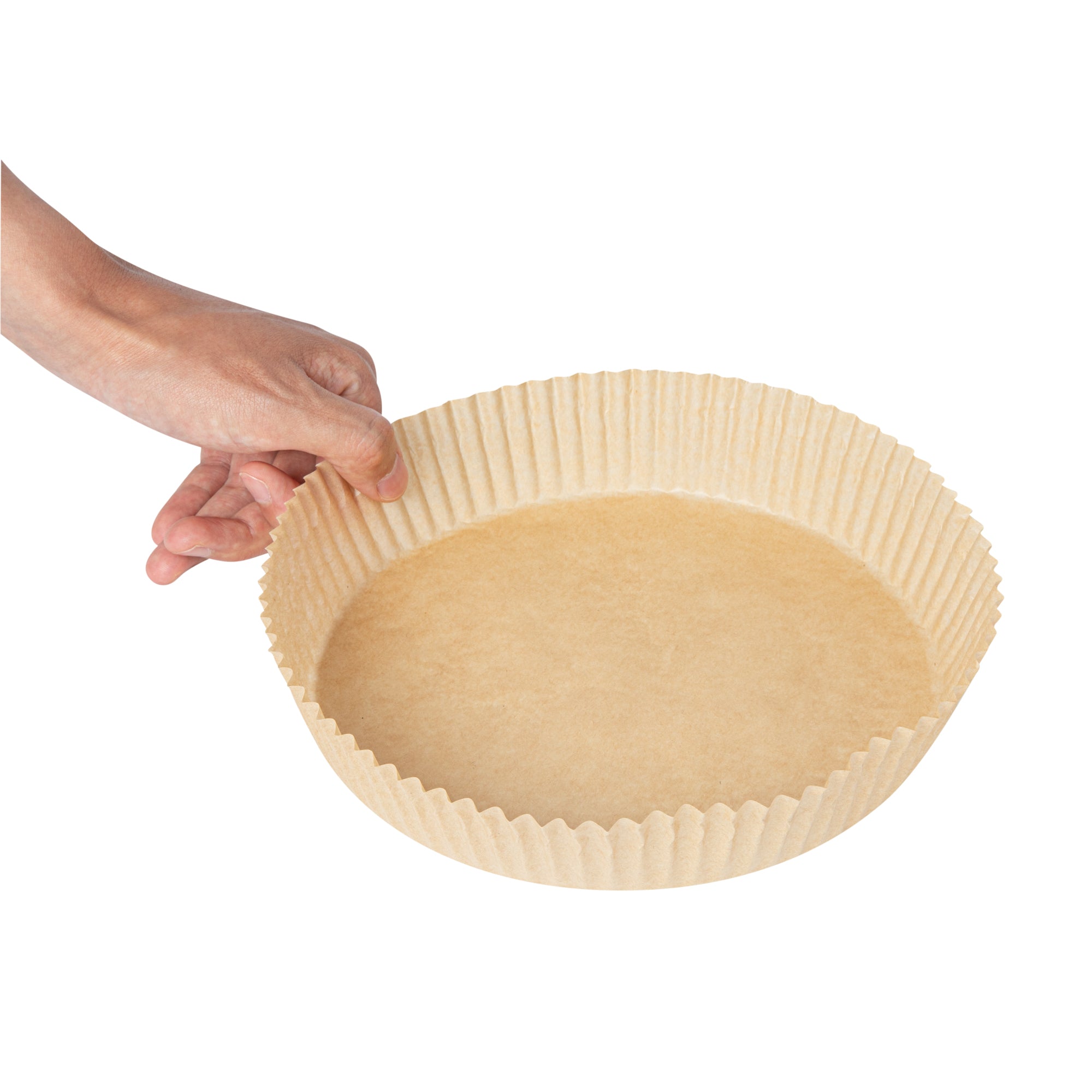 Pastry Tek Round Unbleached Air Fryer Liner / Parchment Paper - Silicone Coated - 8" x 8" x 1 3/4" - 100 count box
