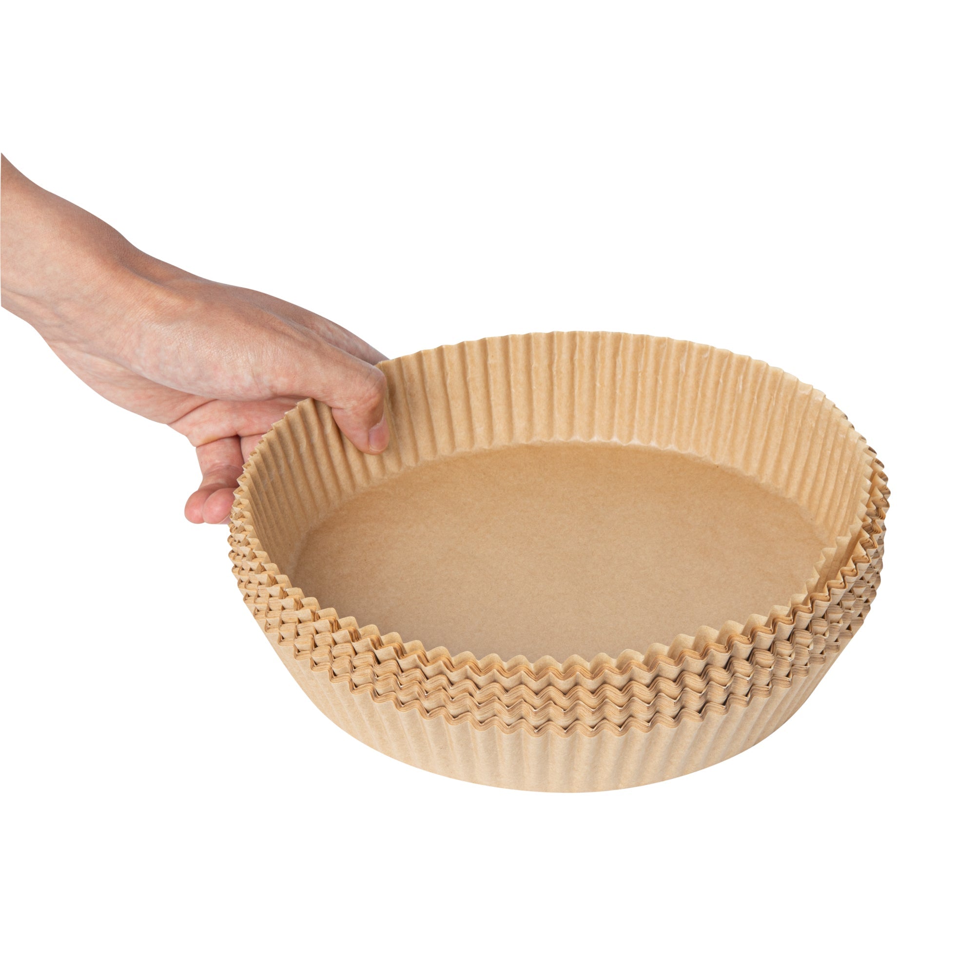 Pastry Tek Round Unbleached Air Fryer Liner / Parchment Paper - Silicone Coated - 8" x 8" x 1 3/4" - 100 count box