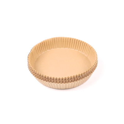 Pastry Tek Round Unbleached Air Fryer Liner / Parchment Paper - Silicone Coated - 8" x 8" x 1 3/4" - 100 count box