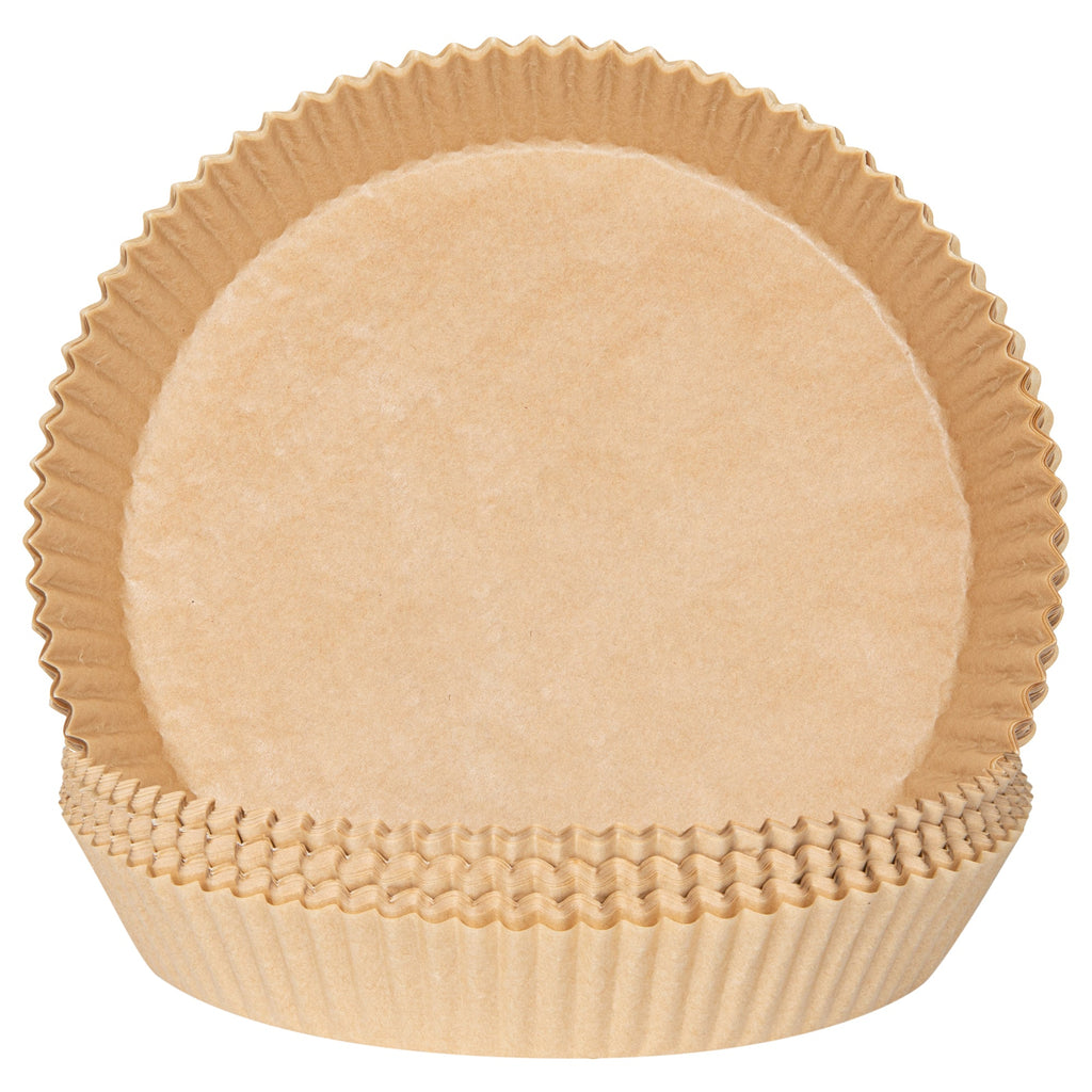 Pastry Tek Round Unbleached Air Fryer Liner / Parchment Paper - Silicone Coated - 8" x 8" x 1 3/4" - 100 count box