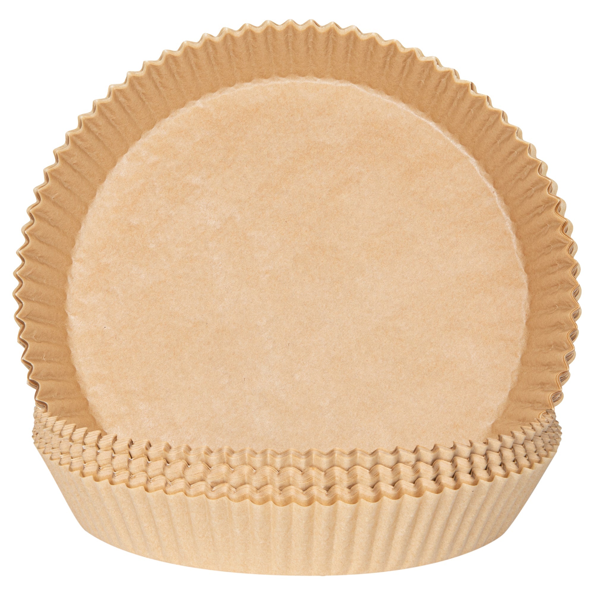 Pastry Tek Round Unbleached Air Fryer Liner / Parchment Paper - Silicone Coated - 8" x 8" x 1 3/4" - 100 count box