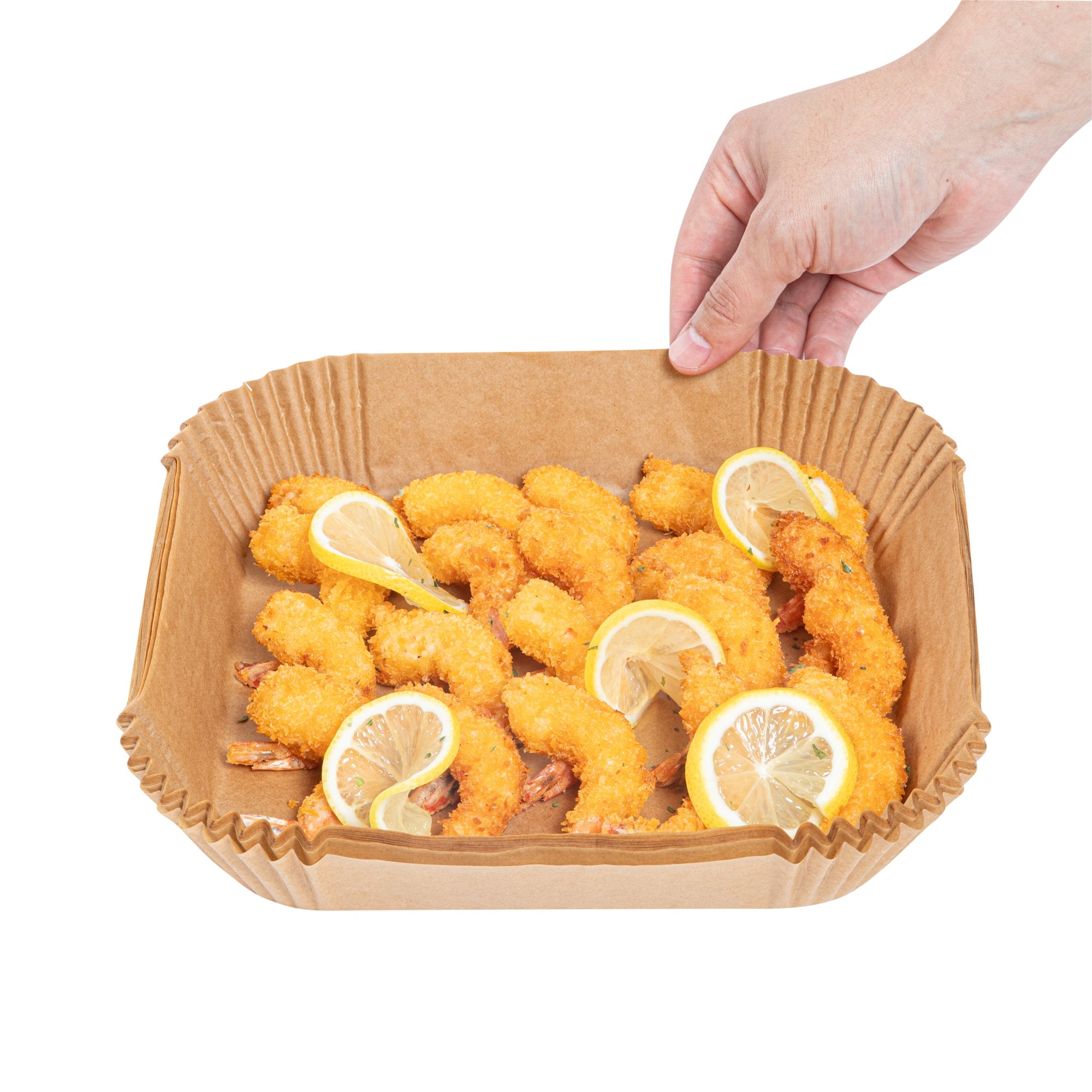 Pastry Tek Square Unbleached Air Fryer Liner / Parchment Paper - Silicone Coated - 8" x 8" x 1 3/4" - 100 count box