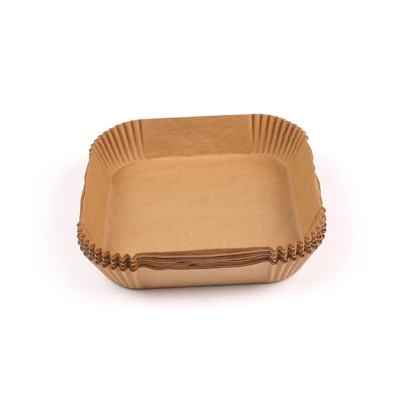 Pastry Tek Square Unbleached Air Fryer Liner / Parchment Paper - Silicone Coated - 8" x 8" x 1 3/4" - 100 count box