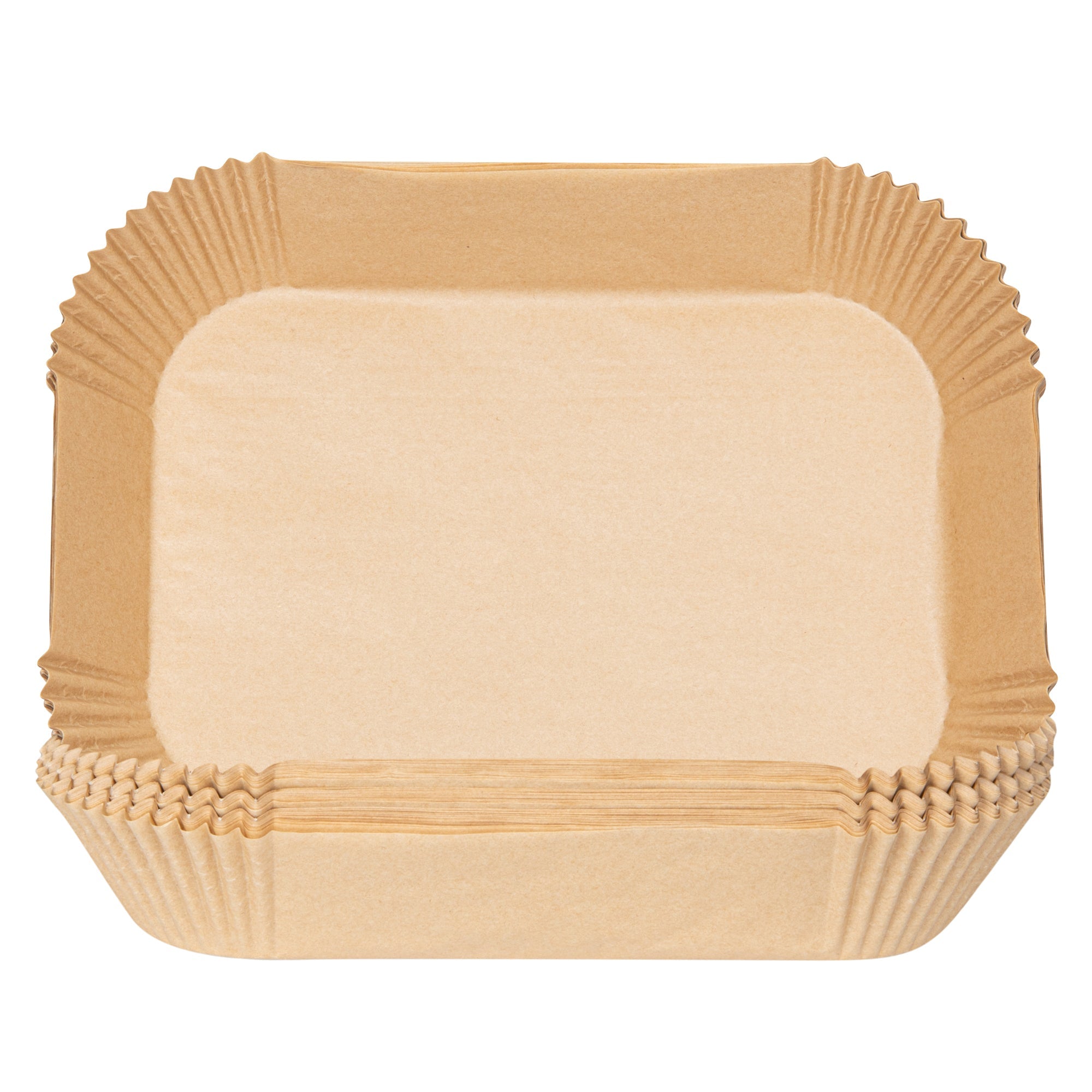Pastry Tek Rectangle Unbleached Air Fryer Liner / Parchment Paper - Silicone Coated - 8" x 5 1/2" x 1 3/4" - 100 count box