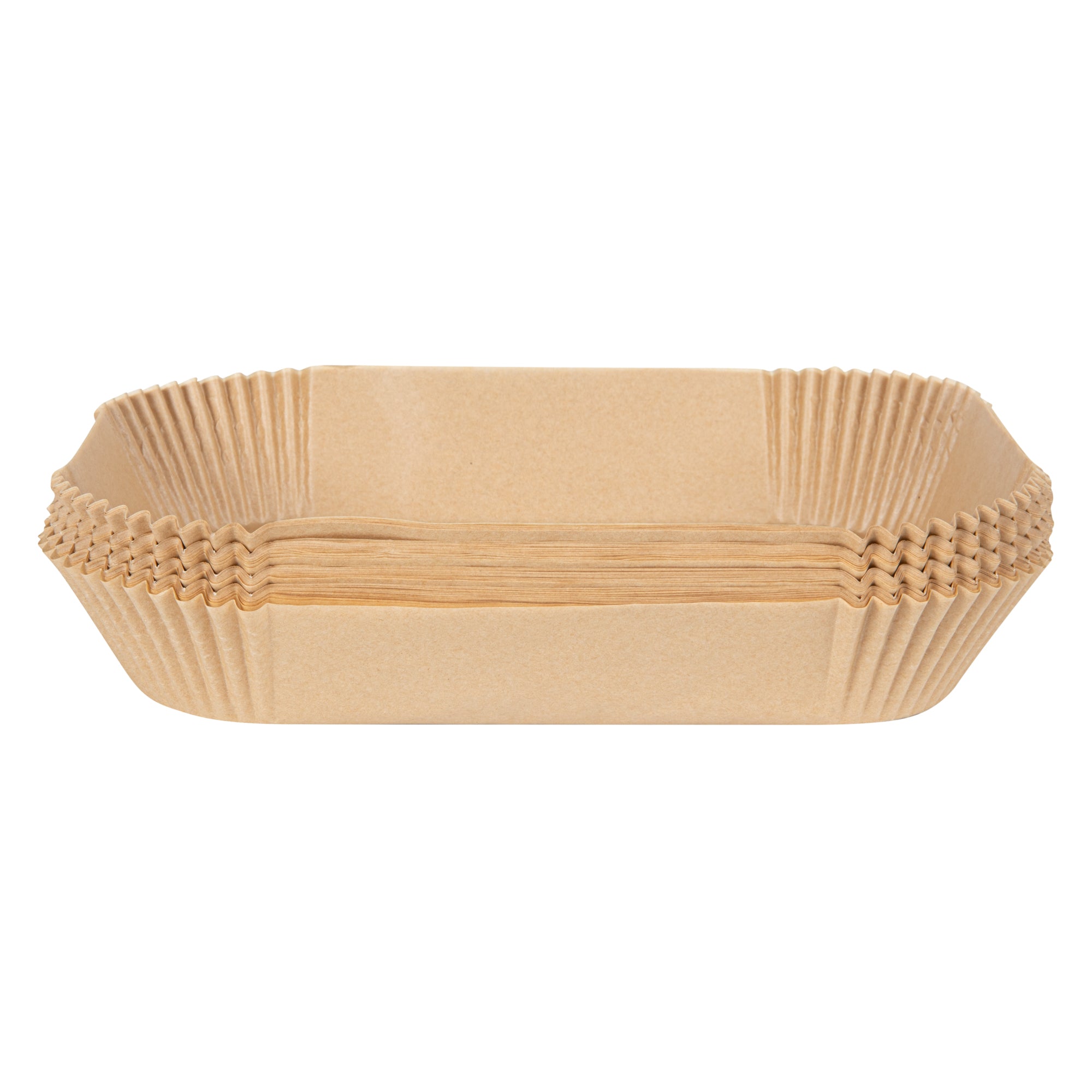 Pastry Tek Rectangle Unbleached Air Fryer Liner / Parchment Paper - Silicone Coated - 8" x 5 1/2" x 1 3/4" - 100 count box