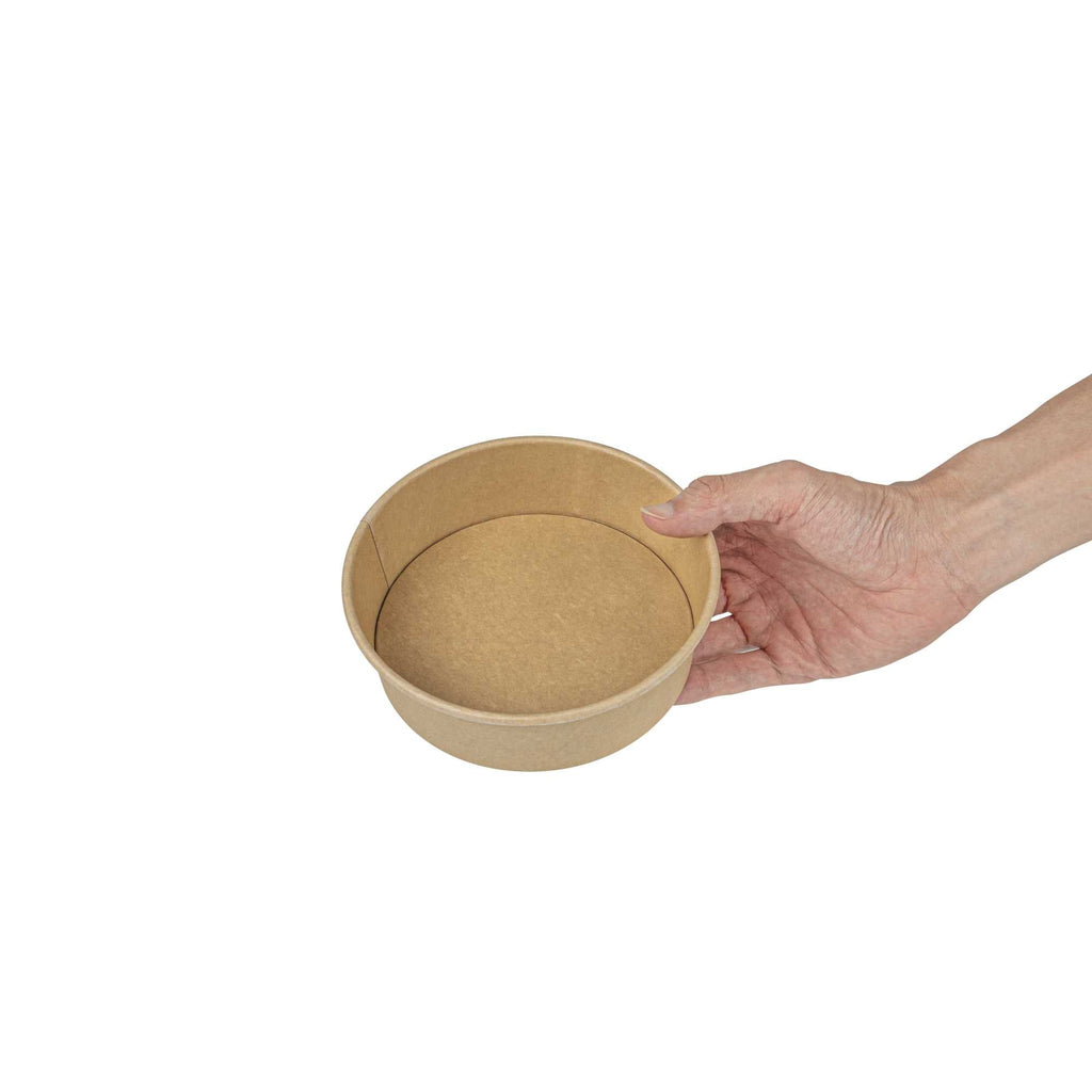 Bio Tek 17 oz Round Kraft Paper Take Out Container - 6" x 6" x 1 3/4" - 50 count box