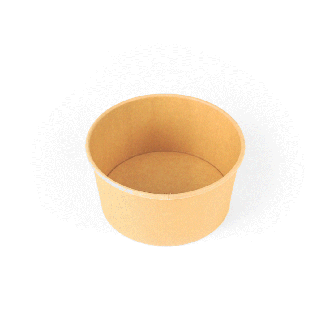 Bio Tek 34 oz Round Kraft Paper Take Out Container - 6" x 6" x 3" - 200 count box