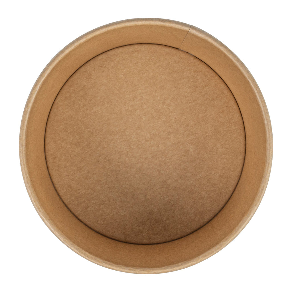 Bio Tek 34 oz Round Kraft Paper Take Out Container - 6" x 6" x 3" - 200 count box