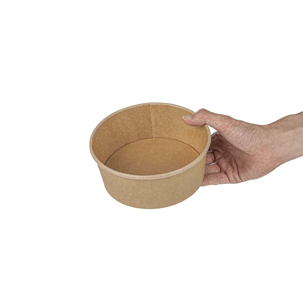 Bio Tek 37 oz Round Kraft Paper Take Out Container - 6 1/2" x 6 1/2" x 2 1/2" - 50 count box