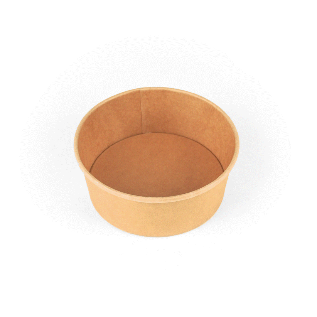 Bio Tek 37 oz Round Kraft Paper Take Out Container - 6 1/2" x 6 1/2" x 2 1/2" - 50 count box