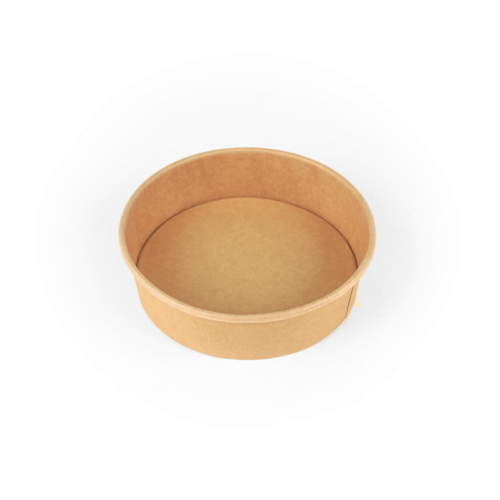 Bio Tek 22 oz Round Kraft Paper Take Out Container - 6 1/2" x 6 1/2" x 1 3/4" - 200 count box