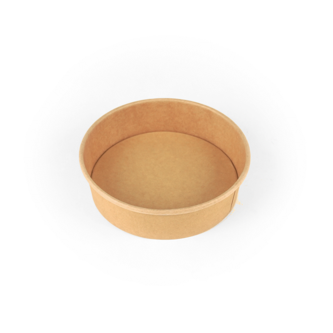 Bio Tek 22 oz Round Kraft Paper Take Out Container - 6 1/2" x 6 1/2" x 1 3/4" - 200 count box
