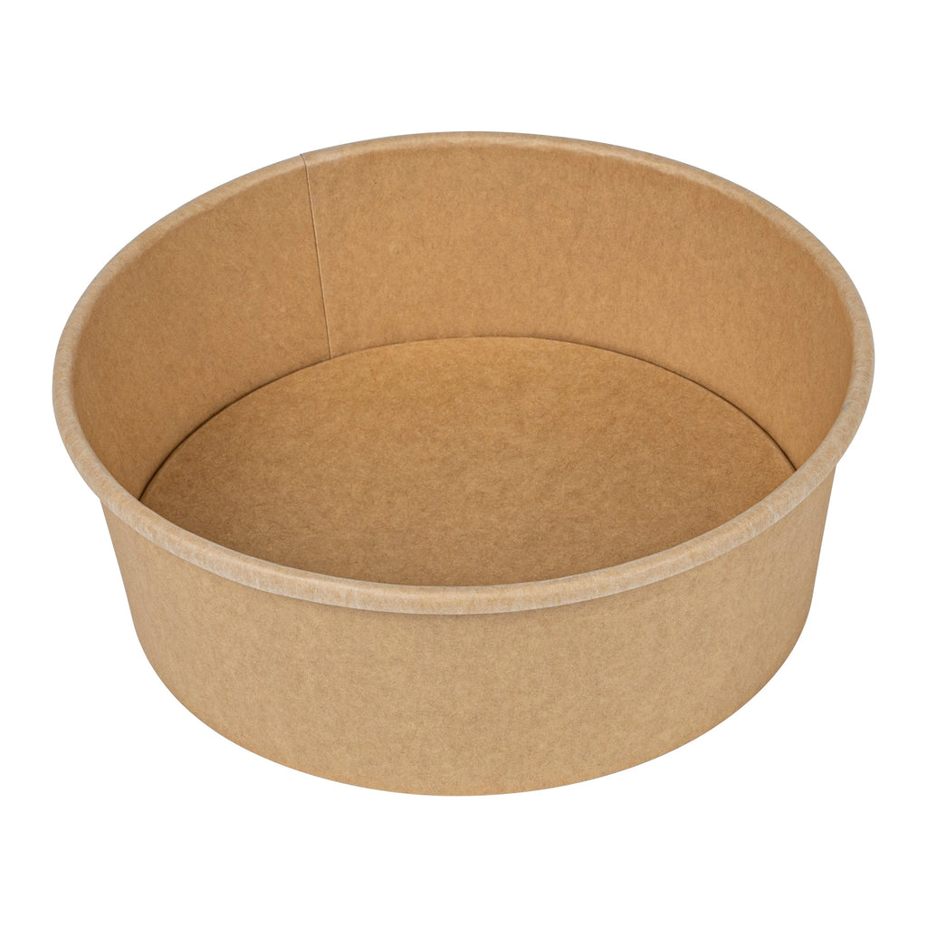 Bio Tek 45 oz Round Kraft Paper Take Out Container - 7 1/4" x 7 1/4" x 2 1/2" - 200 count box