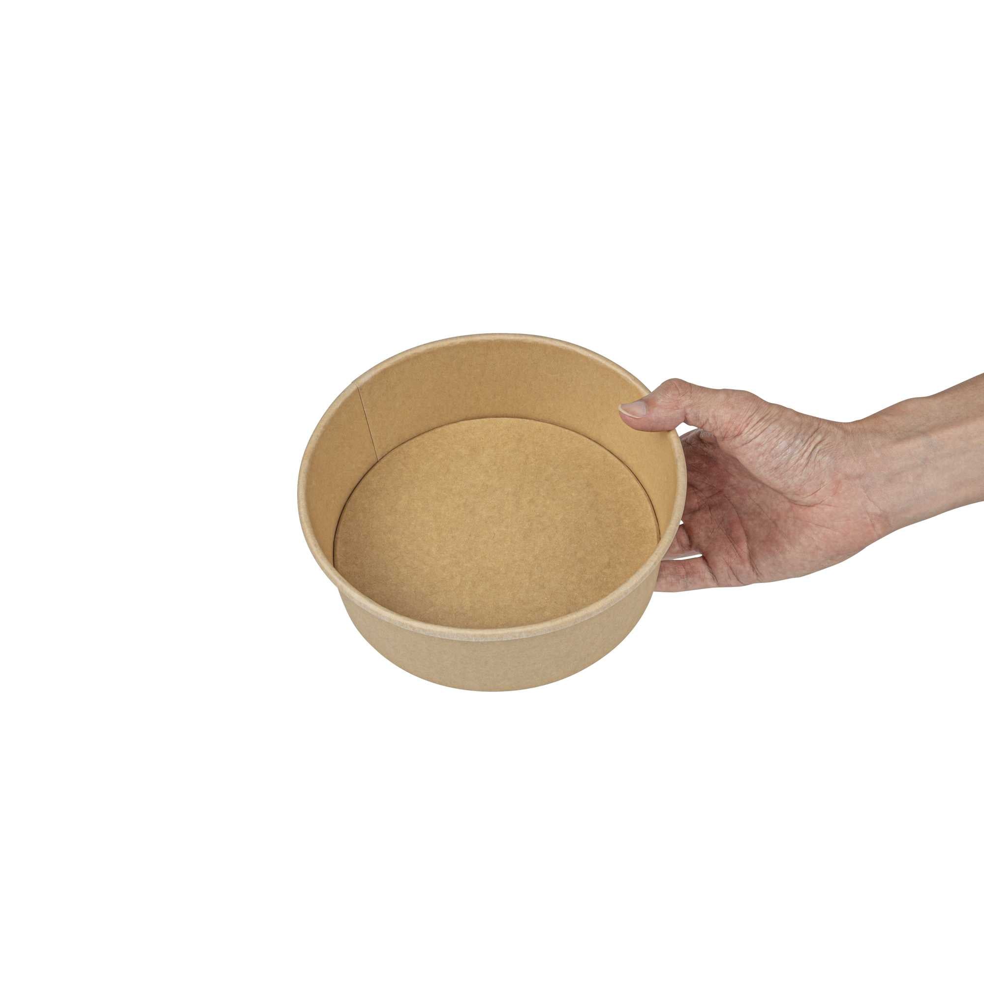 Bio Tek 45 oz Round Kraft Paper Take Out Container - 7 1/4" x 7 1/4" x 2 1/2" - 50 count box