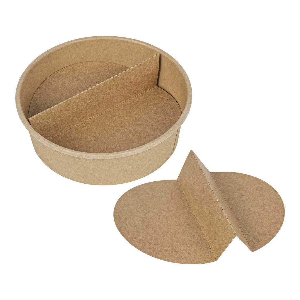 Bio Tek Kraft Paper 2-Compartment Insert - Fits 17, 25, 33 and 34 oz Containers - 200 count box