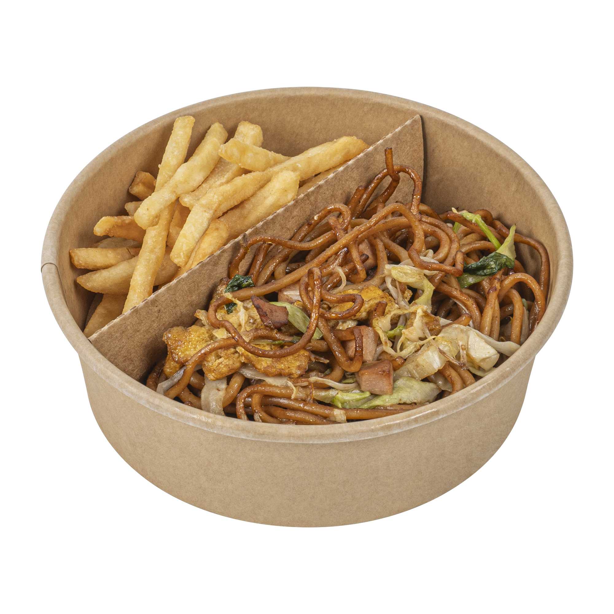 Bio Tek Kraft Paper 2-Compartment Insert - Fits 17, 25, 33 and 34 oz Containers - 50 count box