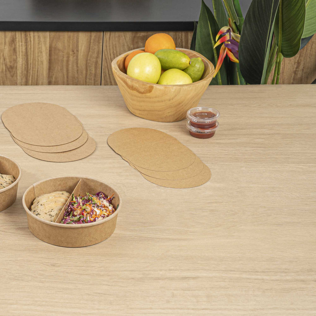Bio Tek Kraft Paper 2-Compartment Insert - Fits 17, 25, 33 and 34 oz Containers - 50 count box