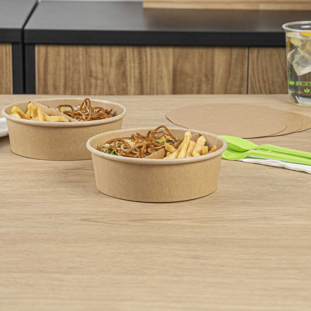 Bio Tek Kraft Paper 2-Compartment Insert - Fits 17, 25, 33 and 34 oz Containers - 200 count box