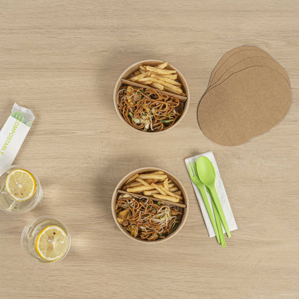 Bio Tek Kraft Paper 2-Compartment Insert - Fits 17, 25, 33 and 34 oz Containers - 200 count box
