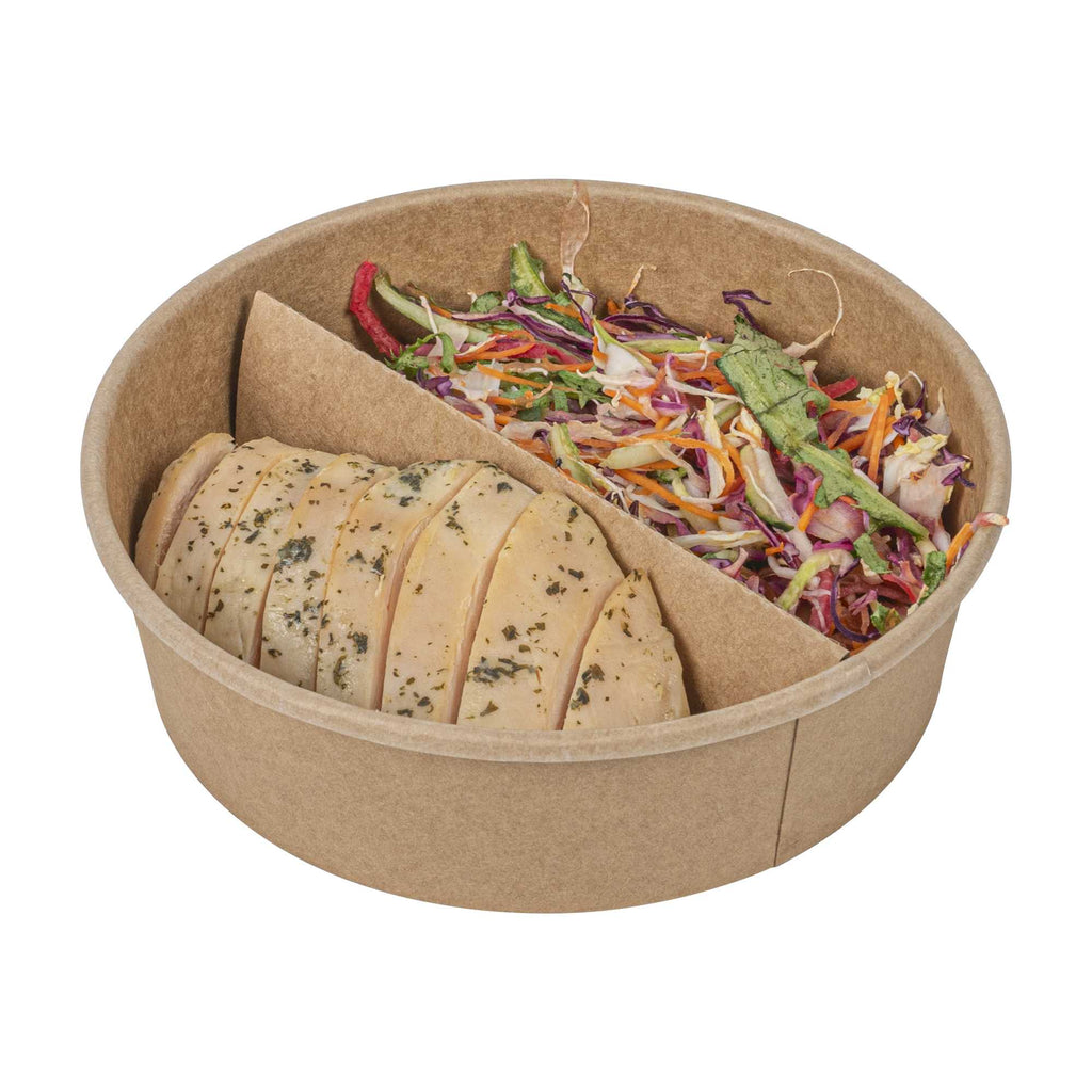 Bio Tek Kraft Paper 2-Compartment Insert - Fits 22, 37 and 42 oz Containers - 50 count box