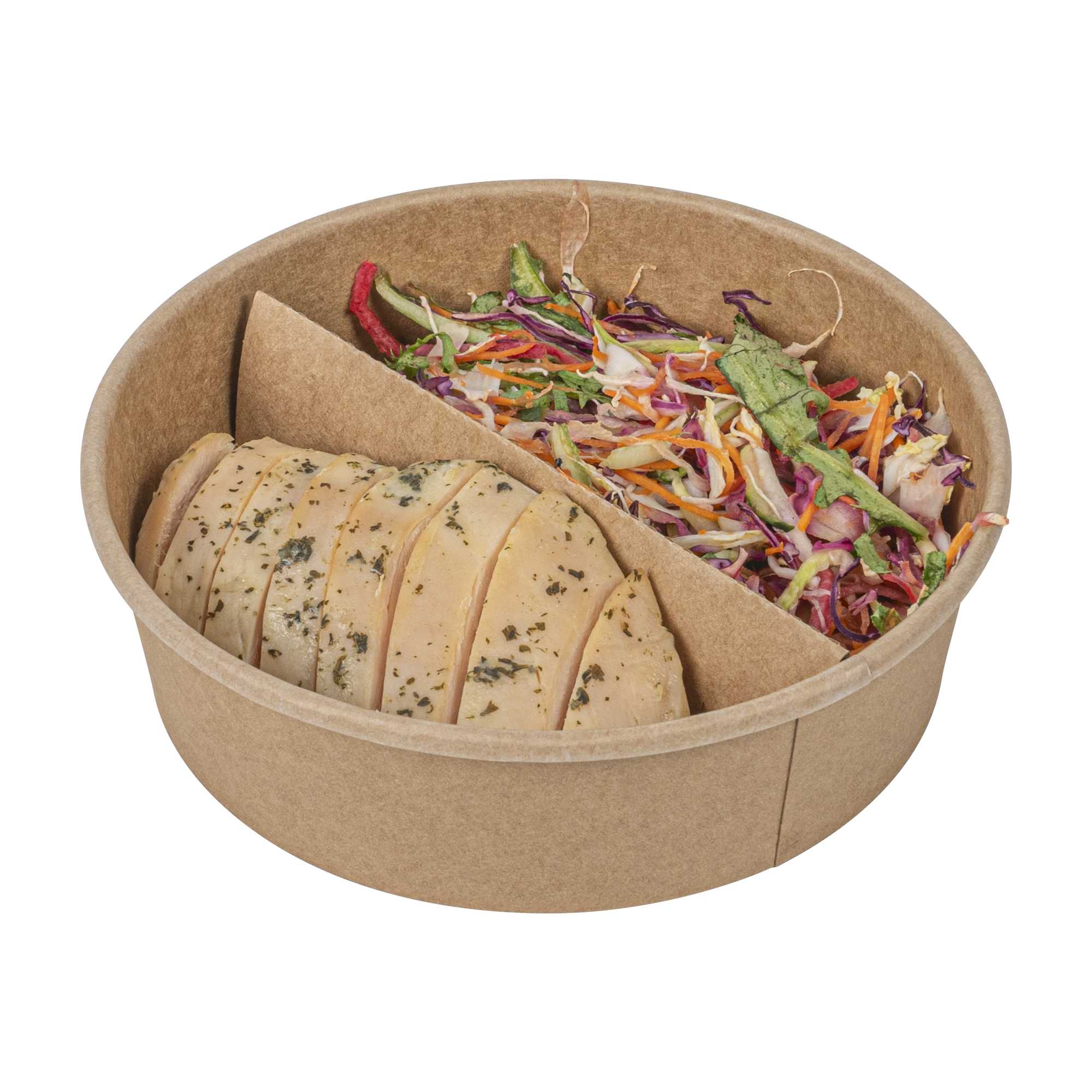 Bio Tek Kraft Paper 2-Compartment Insert - Fits 22, 37 and 42 oz Containers - 200 count box