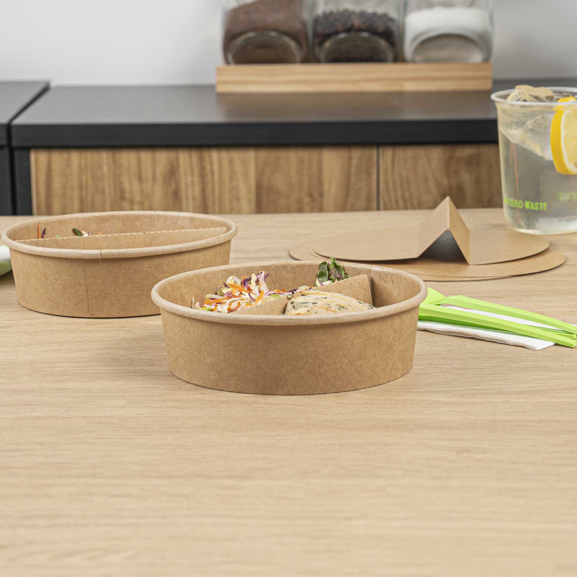 Bio Tek Kraft Paper 2-Compartment Insert - Fits 22, 37 and 42 oz Containers - 200 count box