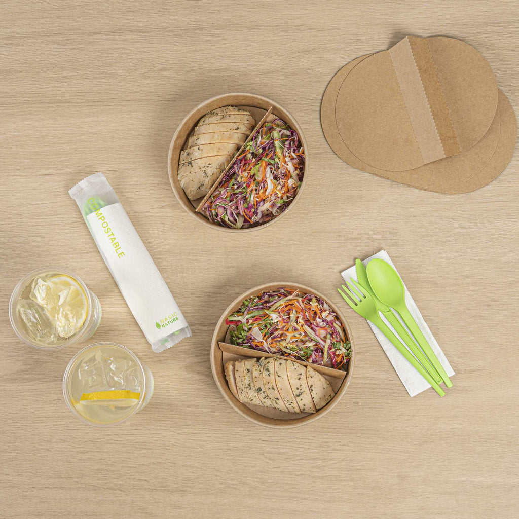 Bio Tek Kraft Paper 2-Compartment Insert - Fits 22, 37 and 42 oz Containers - 200 count box