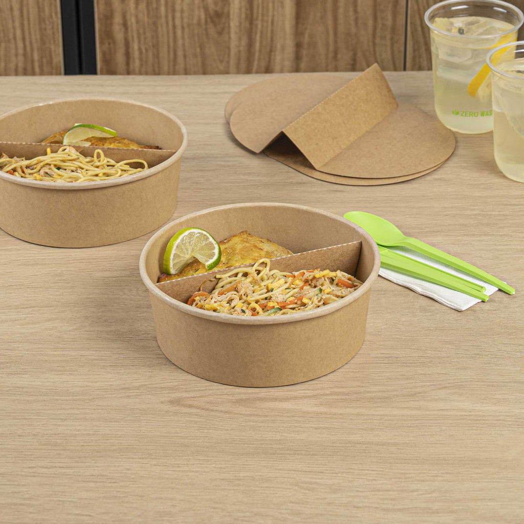 Bio Tek Kraft Paper 2-Compartment Insert - Fits 45 oz Containers - 50 count box